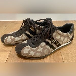 COACH Signature Brown & Tan "Kathleen" Sneaker Style Shoes Women’s Size 6